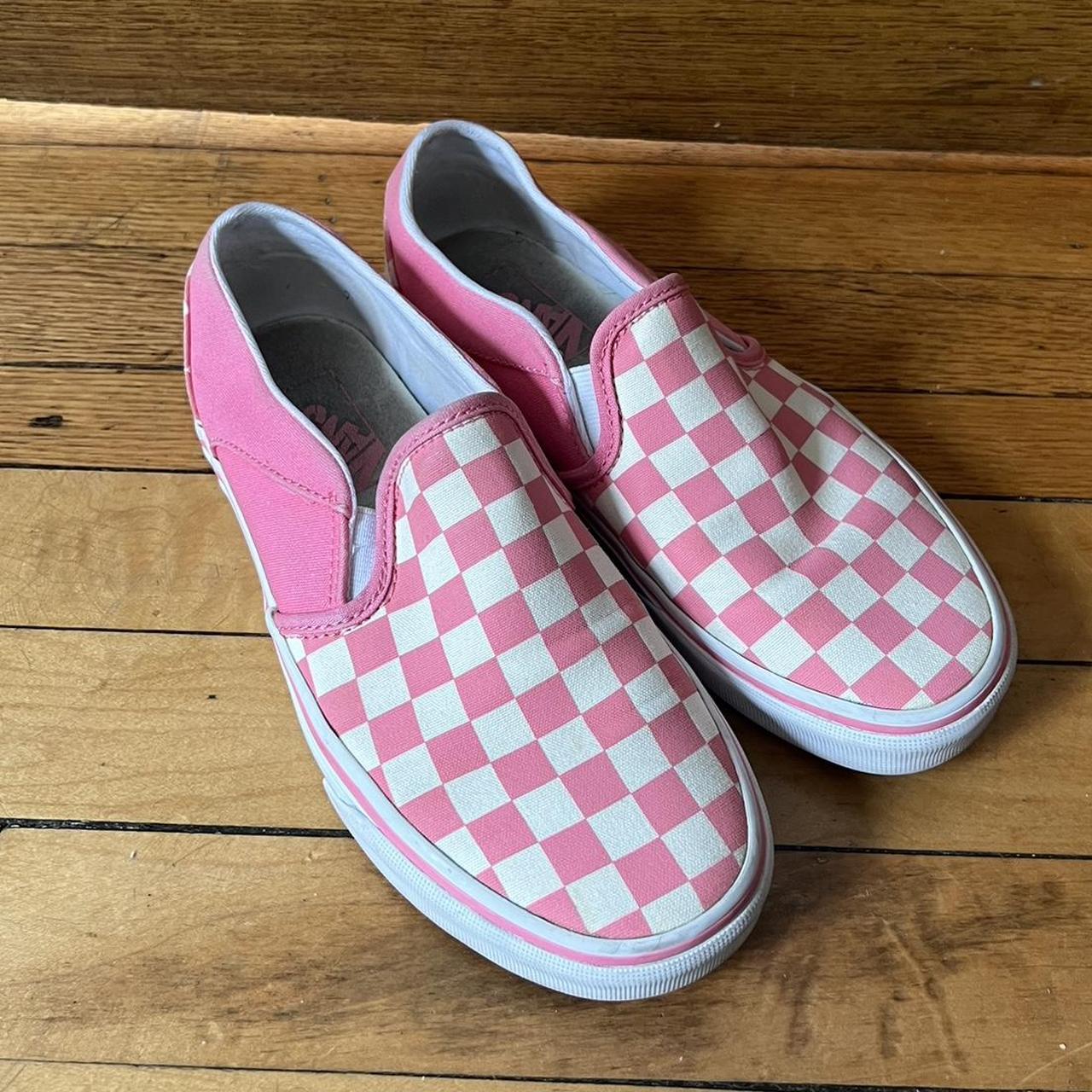 Pink Checkered Vans ~ ~ Custom pink checkered - Depop