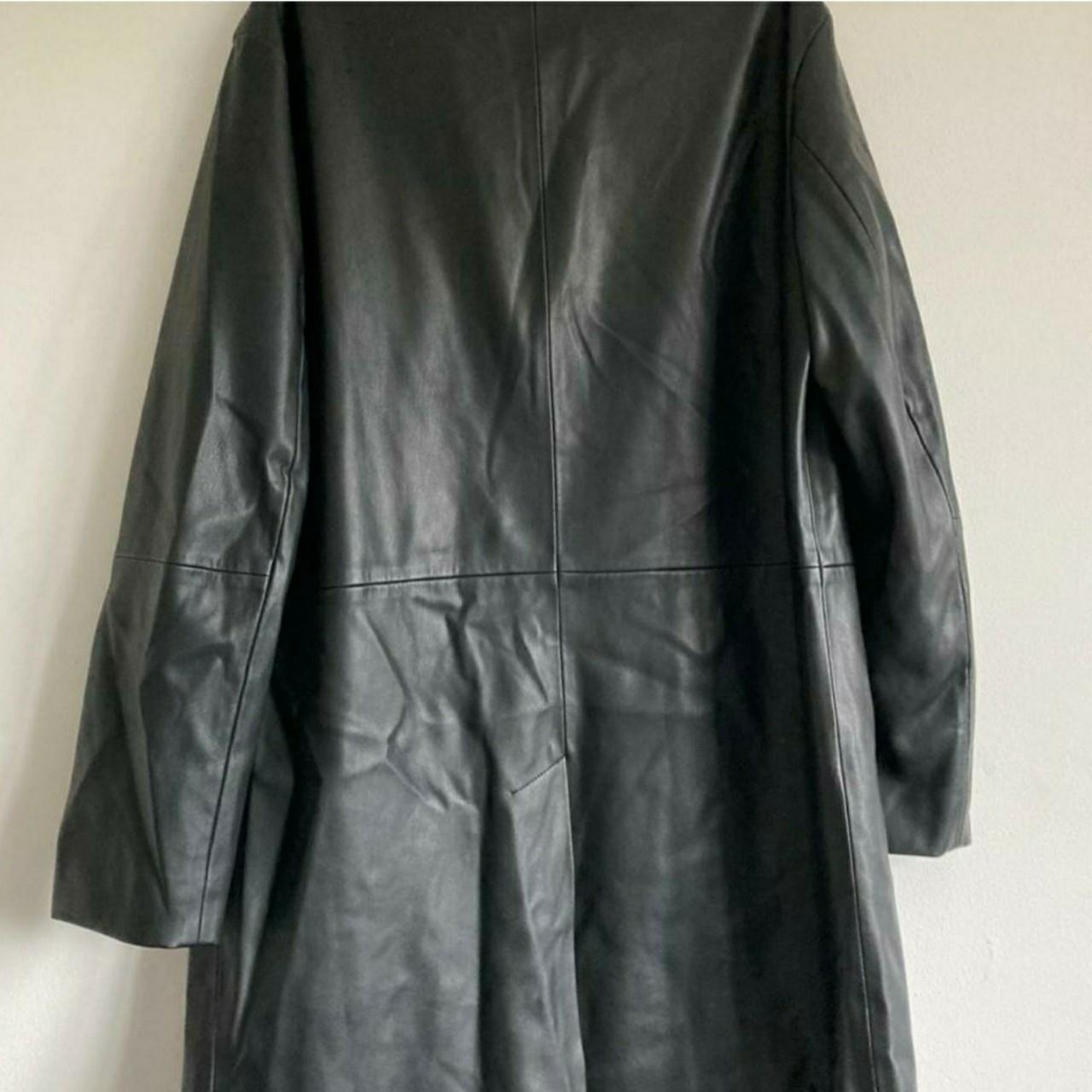 Zara black leather coat/jacket. Size Large but I'm a... - Depop