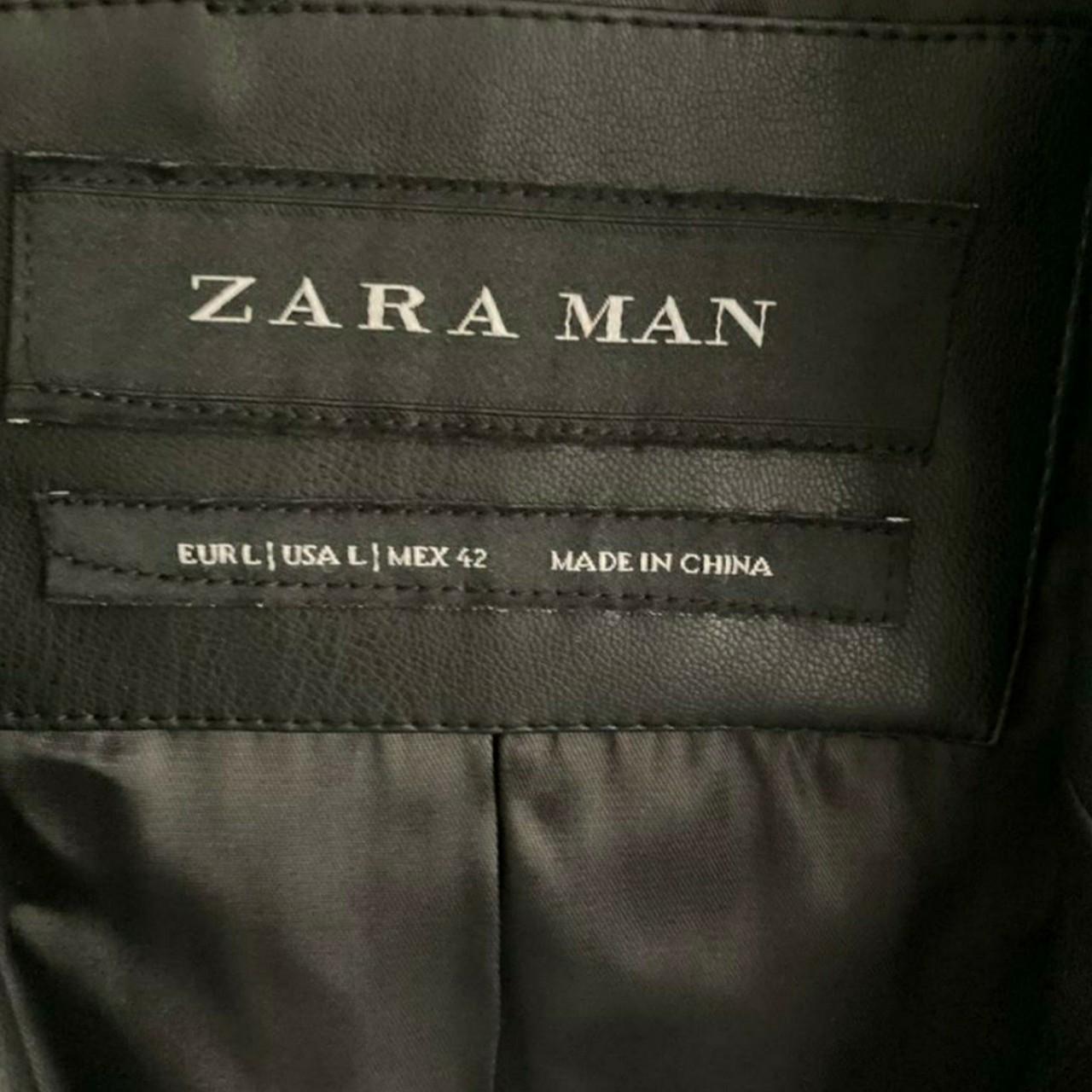 Zara black leather coat/jacket. Size Large but I'm a... - Depop