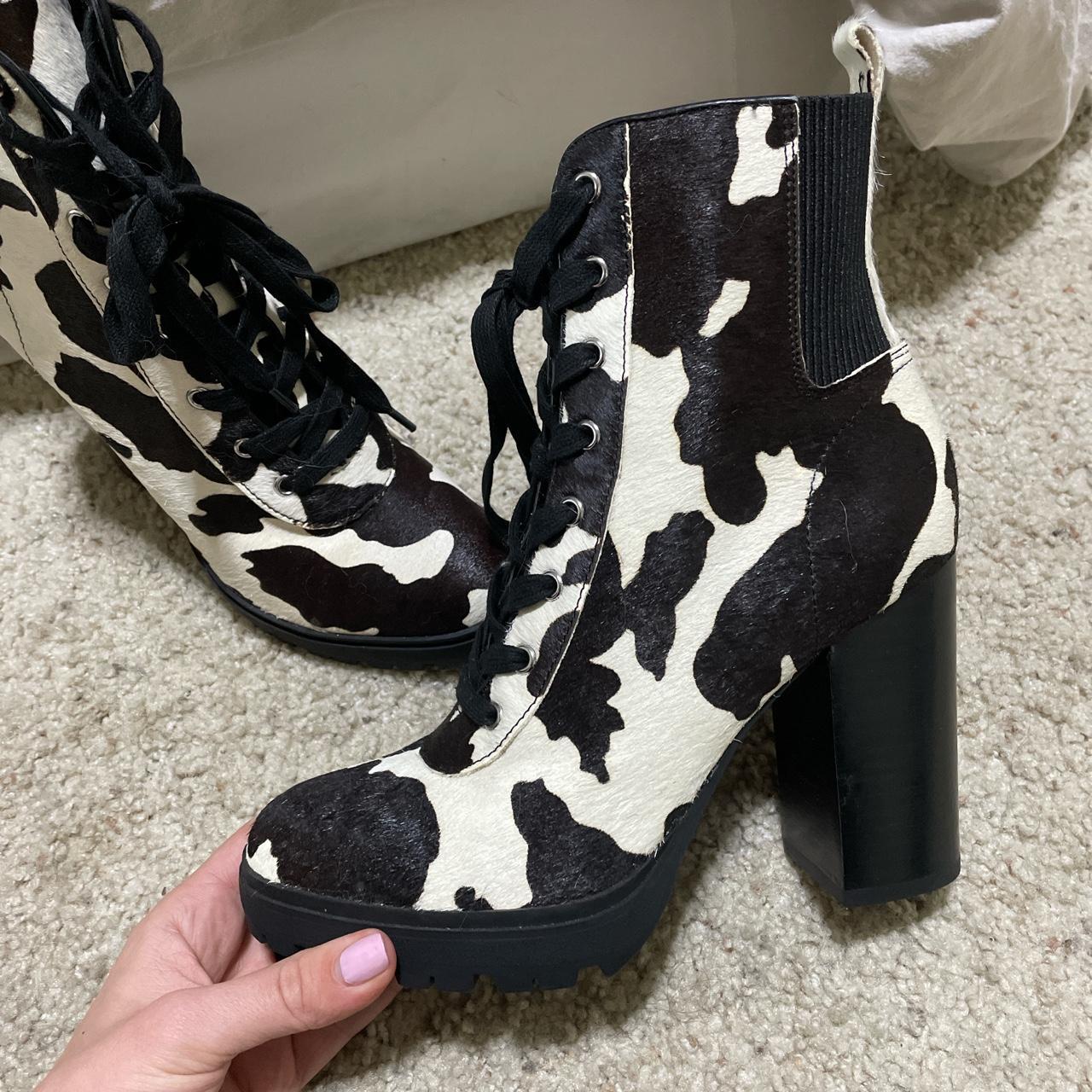 Combat Boot Steve Madden Latch Booties Steve Madden Cow Print
