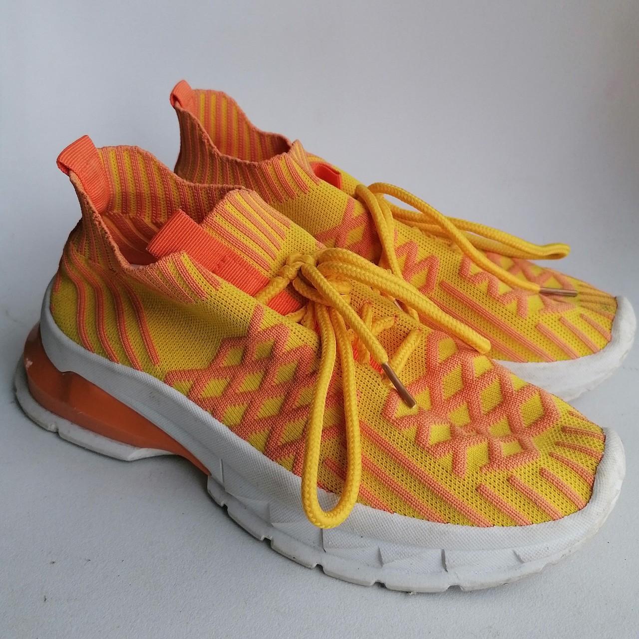 Size 4 yellow and orange platform trainer. Sock... - Depop