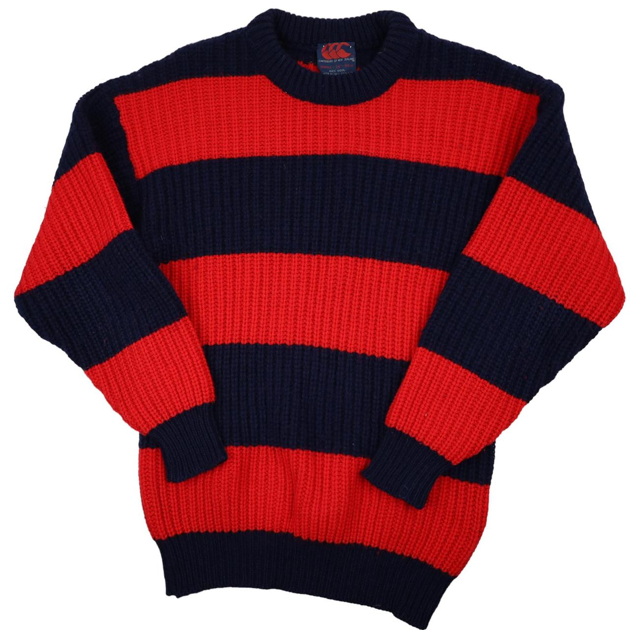 Canterbury Men's Blue and Red Jumper | Depop