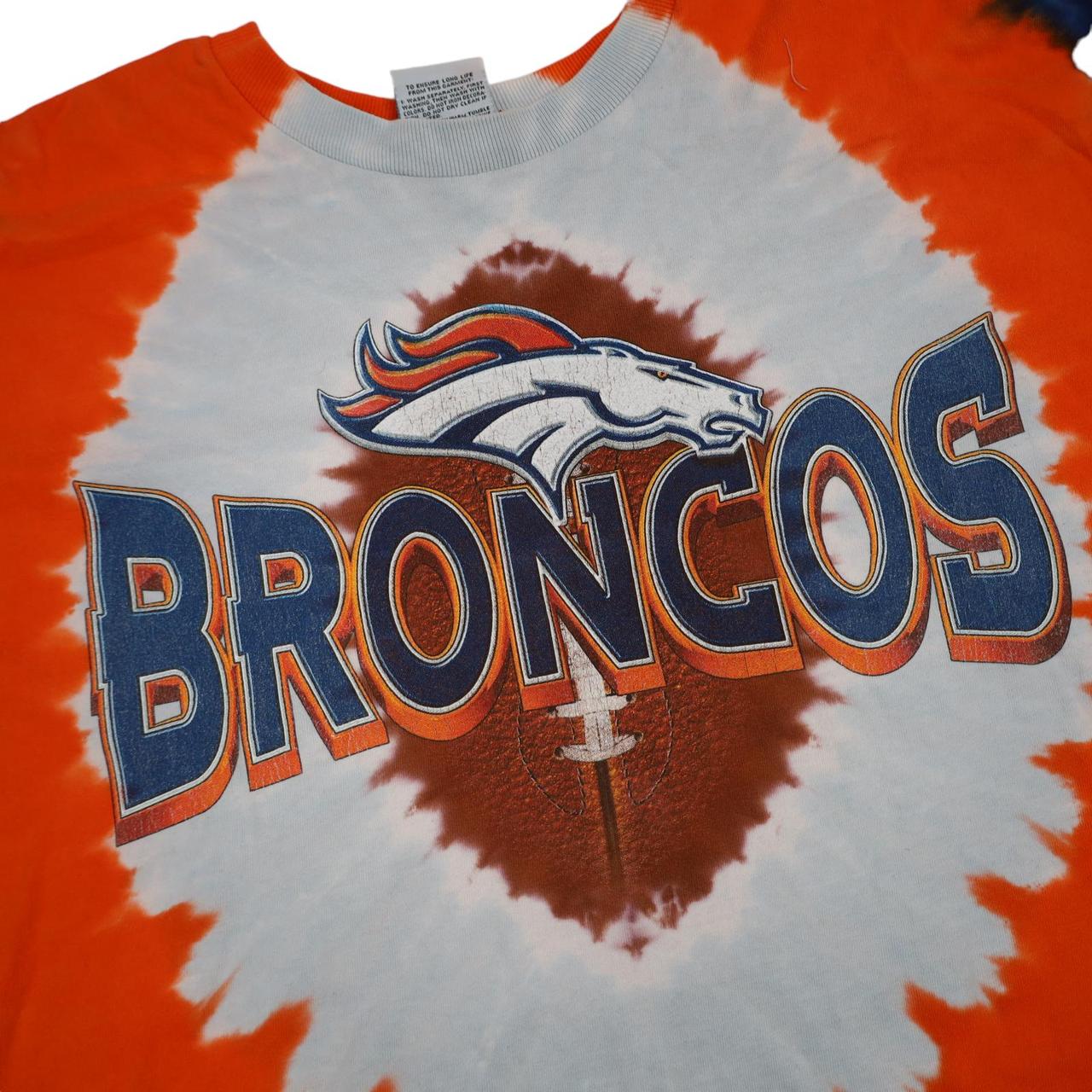 Vintage 90s Denver Broncos Tie Dye Liquid Blue Shirt 2xl Xxl 