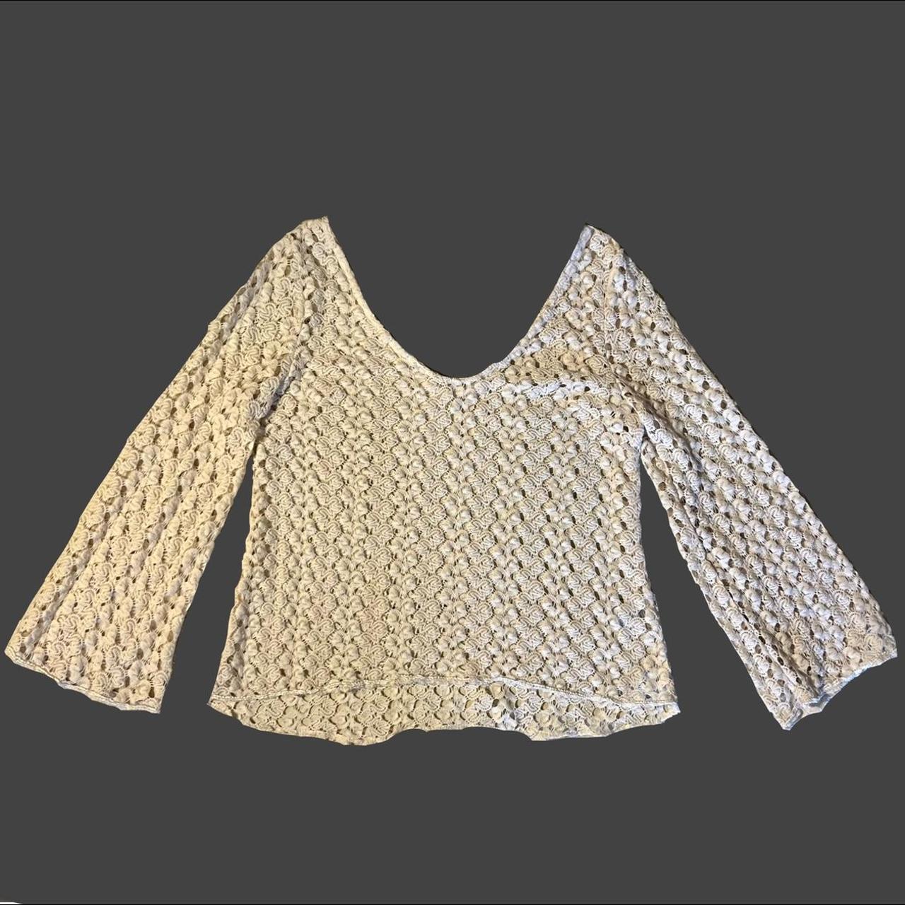 cream crochet sweater😇 adorable trendy vintage wide... - Depop
