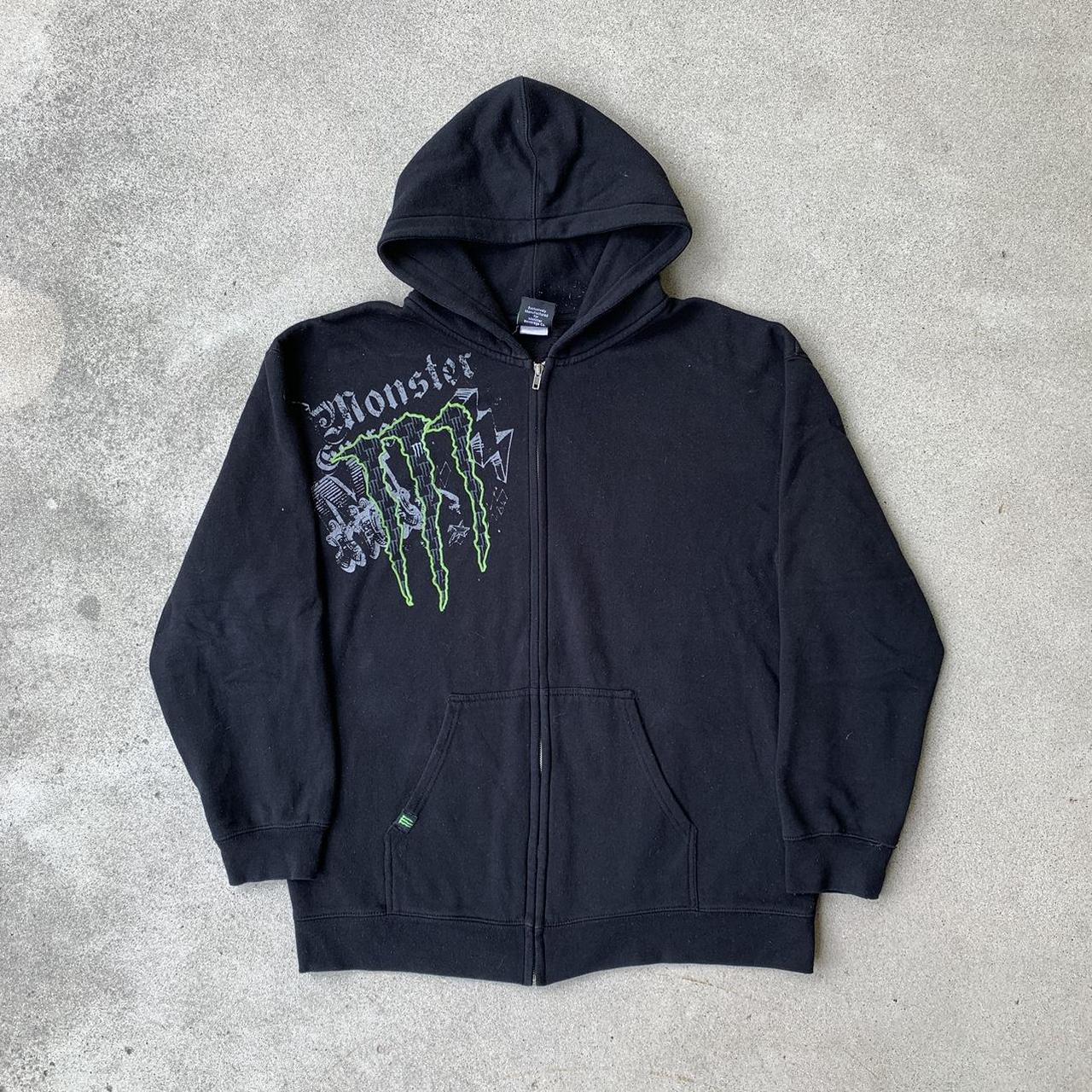 Affliction Men's Black and Green Hoodie
