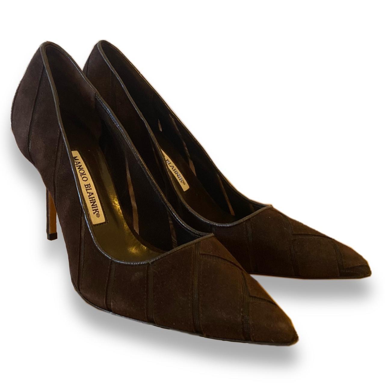 Manolo Blahnik Women's Pumps Black/Brown US – Brown Suede