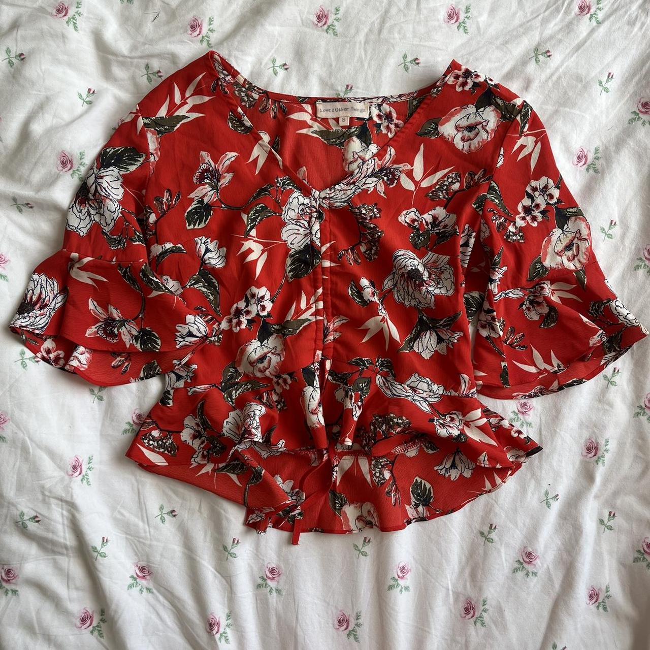 love and other things red floral blouse! 🌷💕 size... - Depop