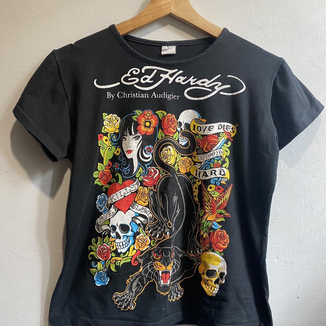 Ed hardy vintage tee super cool design rare Ladies... - Depop