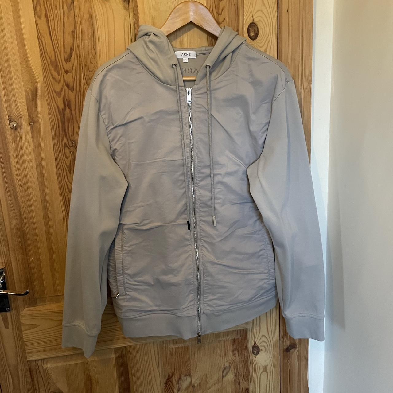 Mens arne zipped technical jacket Grey Size L,... - Depop