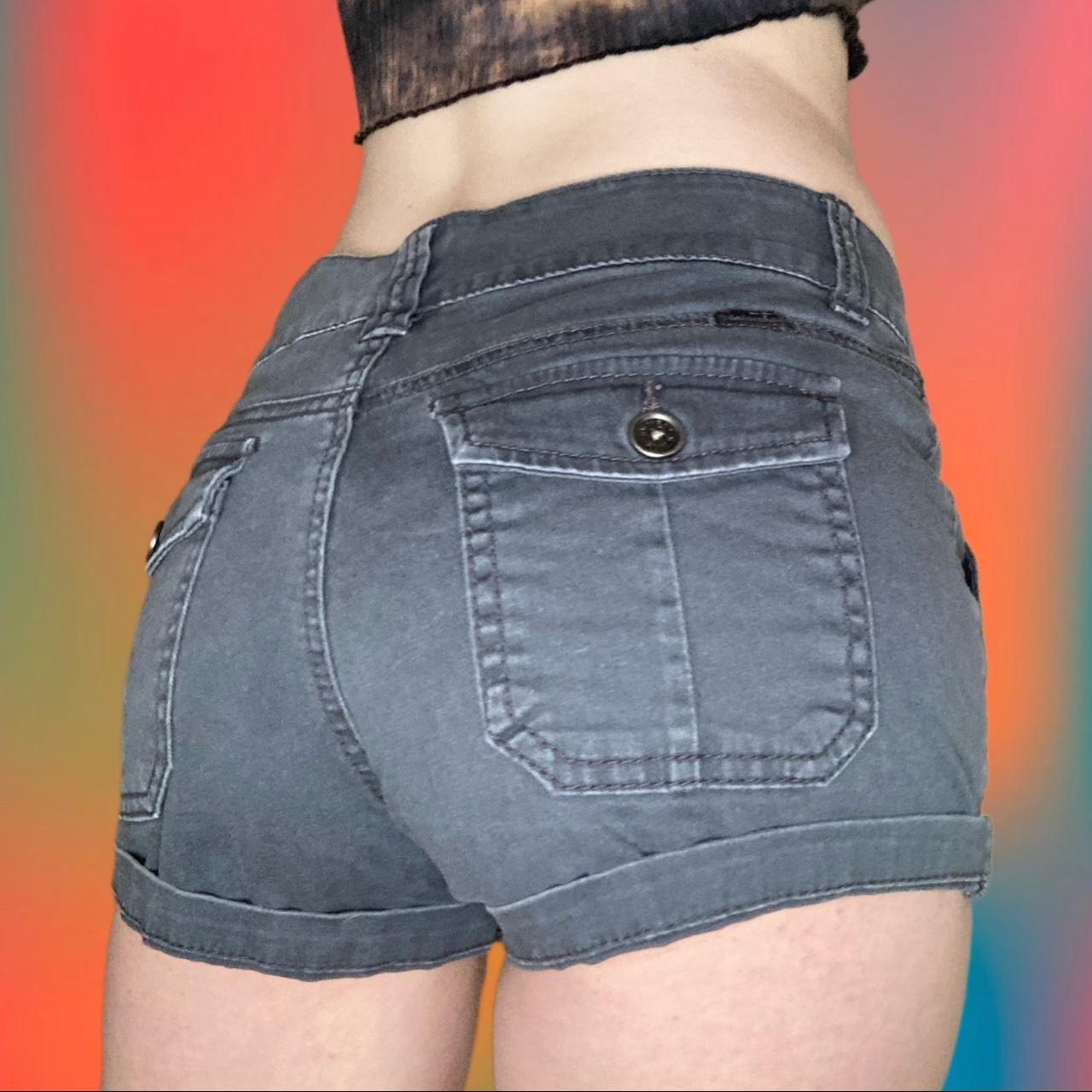 Dark grey cargo booty shorts Brand: Union Bay Size:... - Depop
