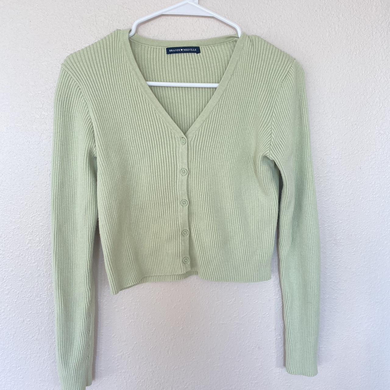 brandy melville shannon sweater ribbed cardigan in... - Depop