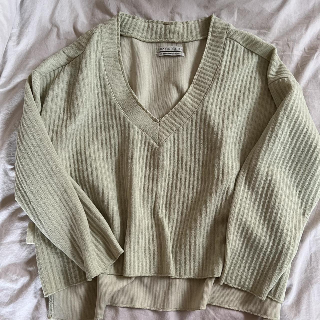 sage green pullover sweater 💚 has super cute details... - Depop