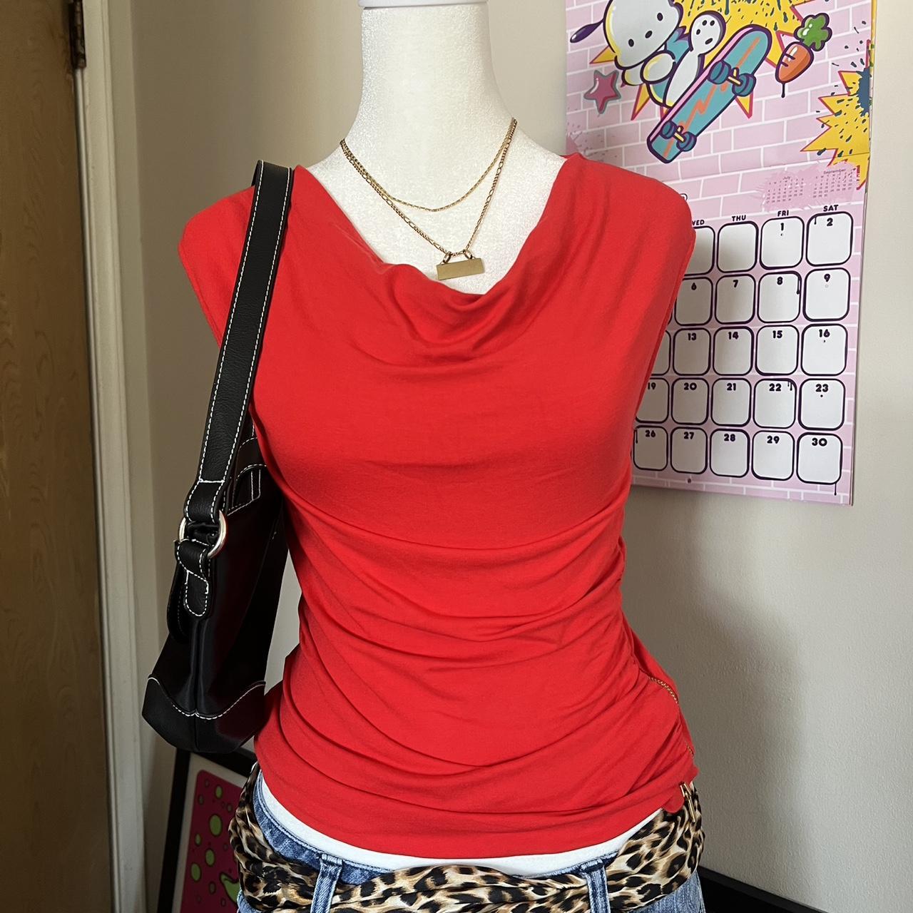 Cache Women's Blouse - Red - M – Caché red cowl n… - image 1