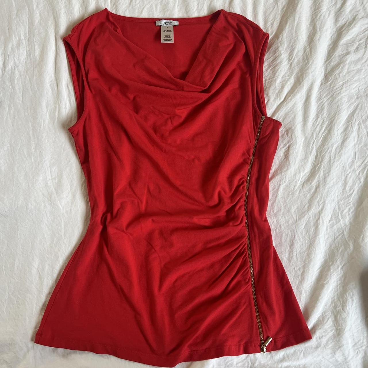 Cache Women's Blouse - Red - M – Caché red cowl n… - image 2