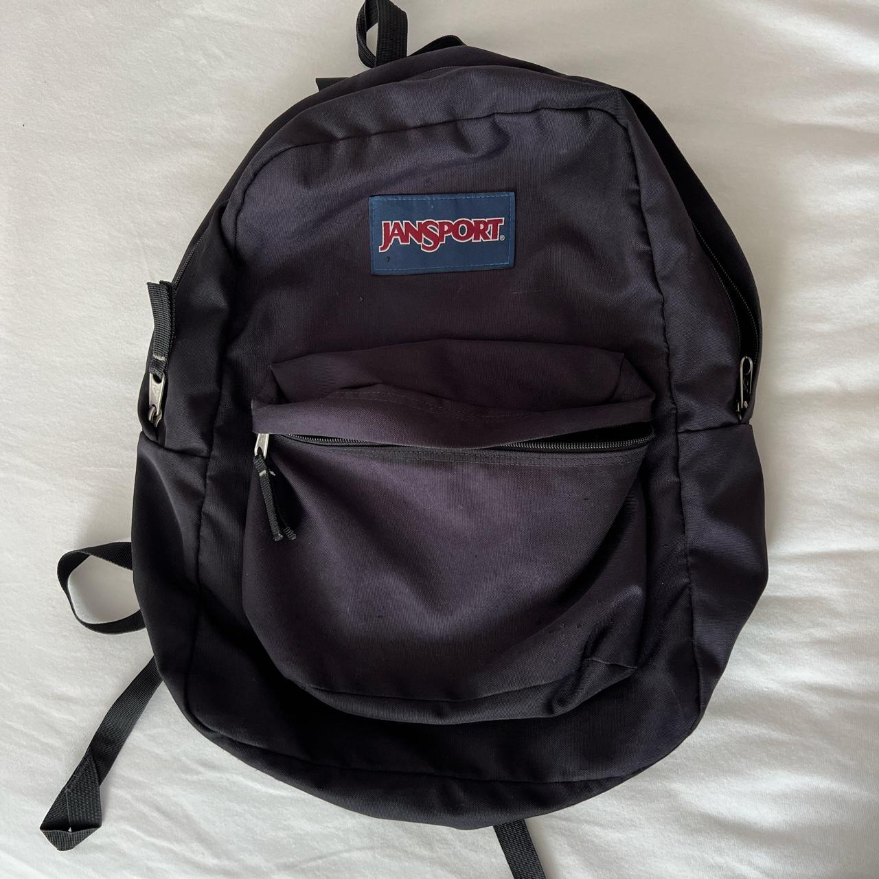 jansport black backpack - pretty used backpack -... - Depop