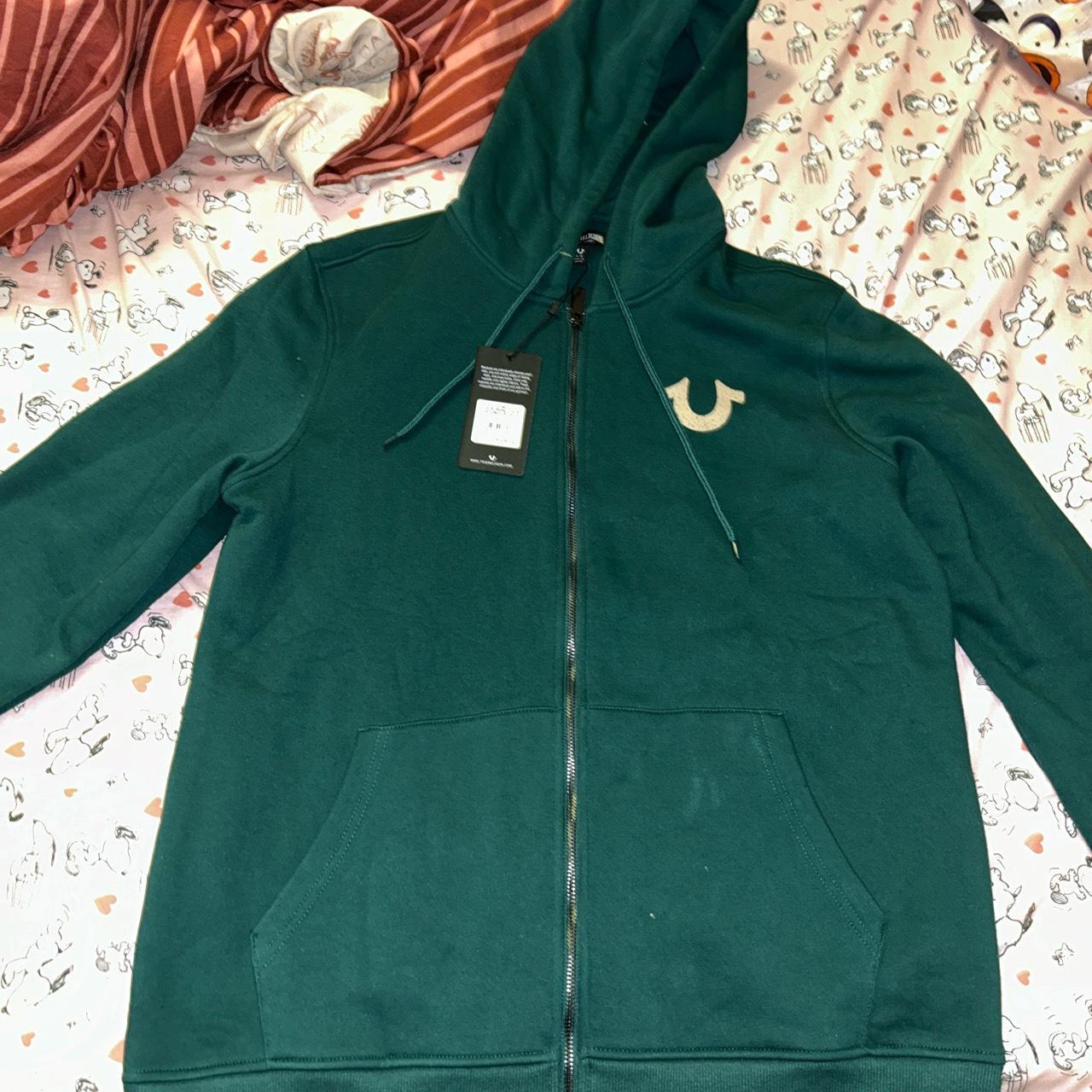 True religion green hoodie size large fits true to Depop