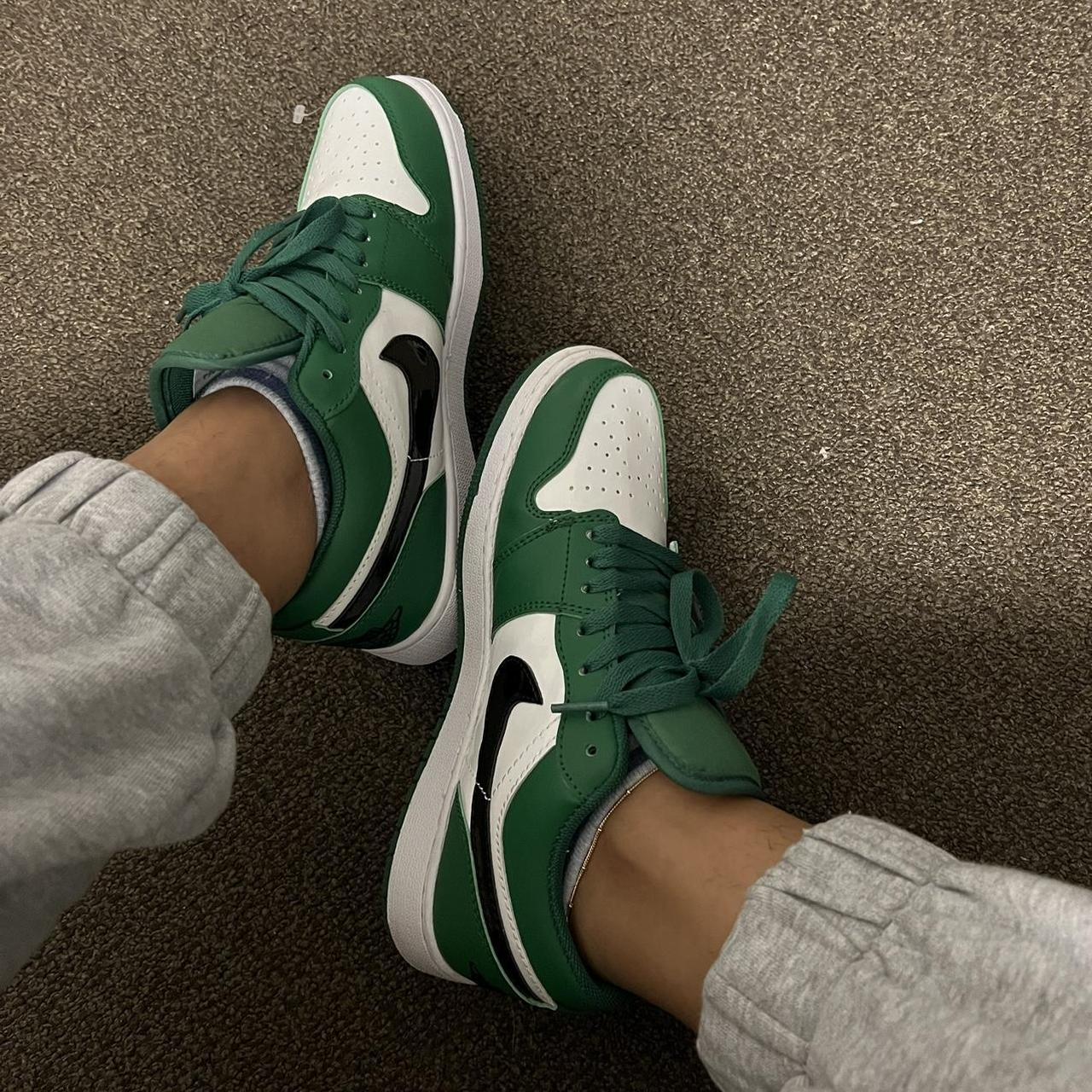 Jordan Women's Green and White Trainers | Depop