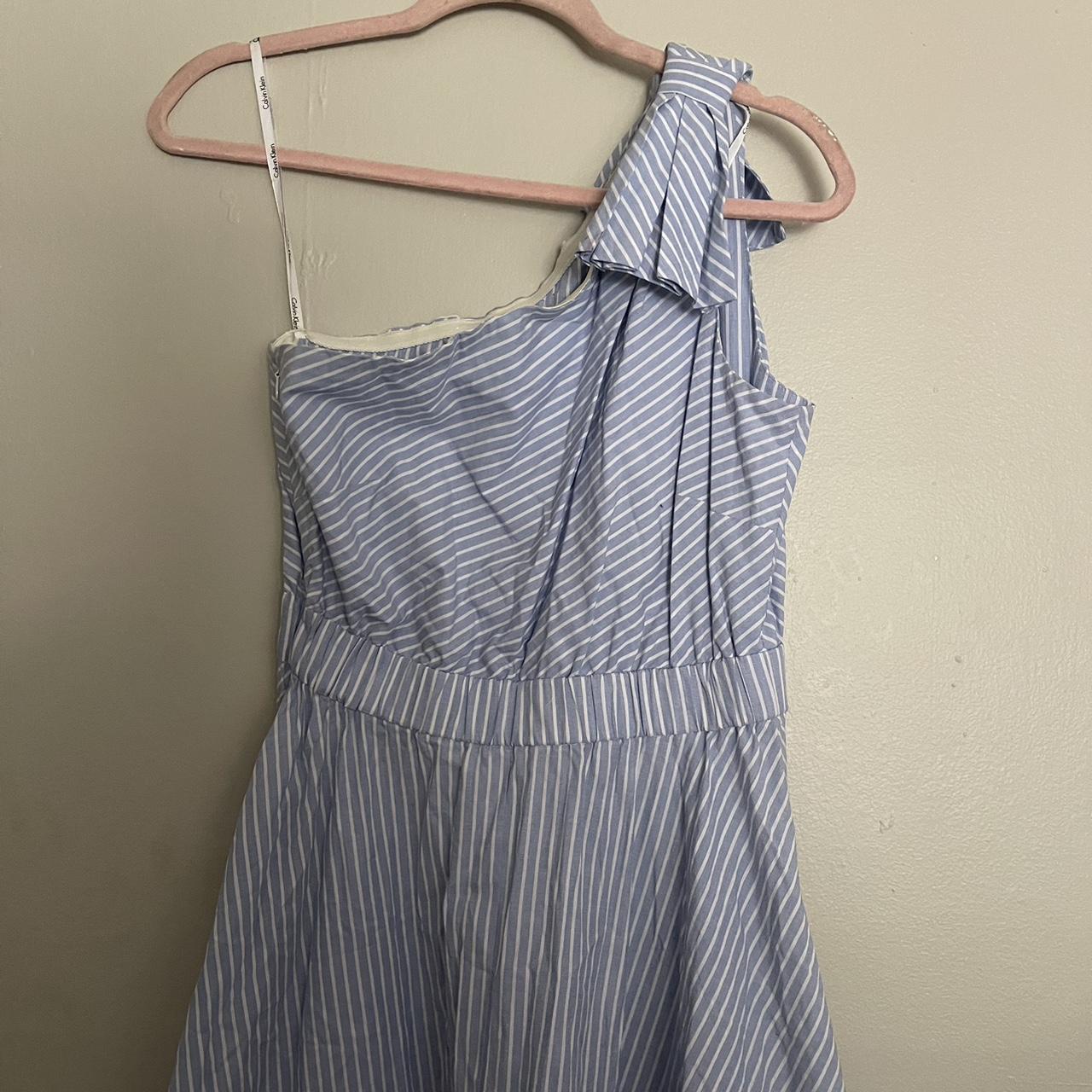 Blue and white striped Calvin Klein one shoulder. Depop