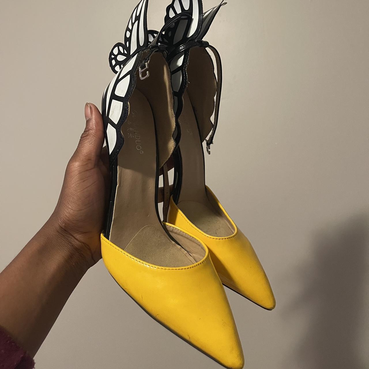 Black and mustard heels best sale