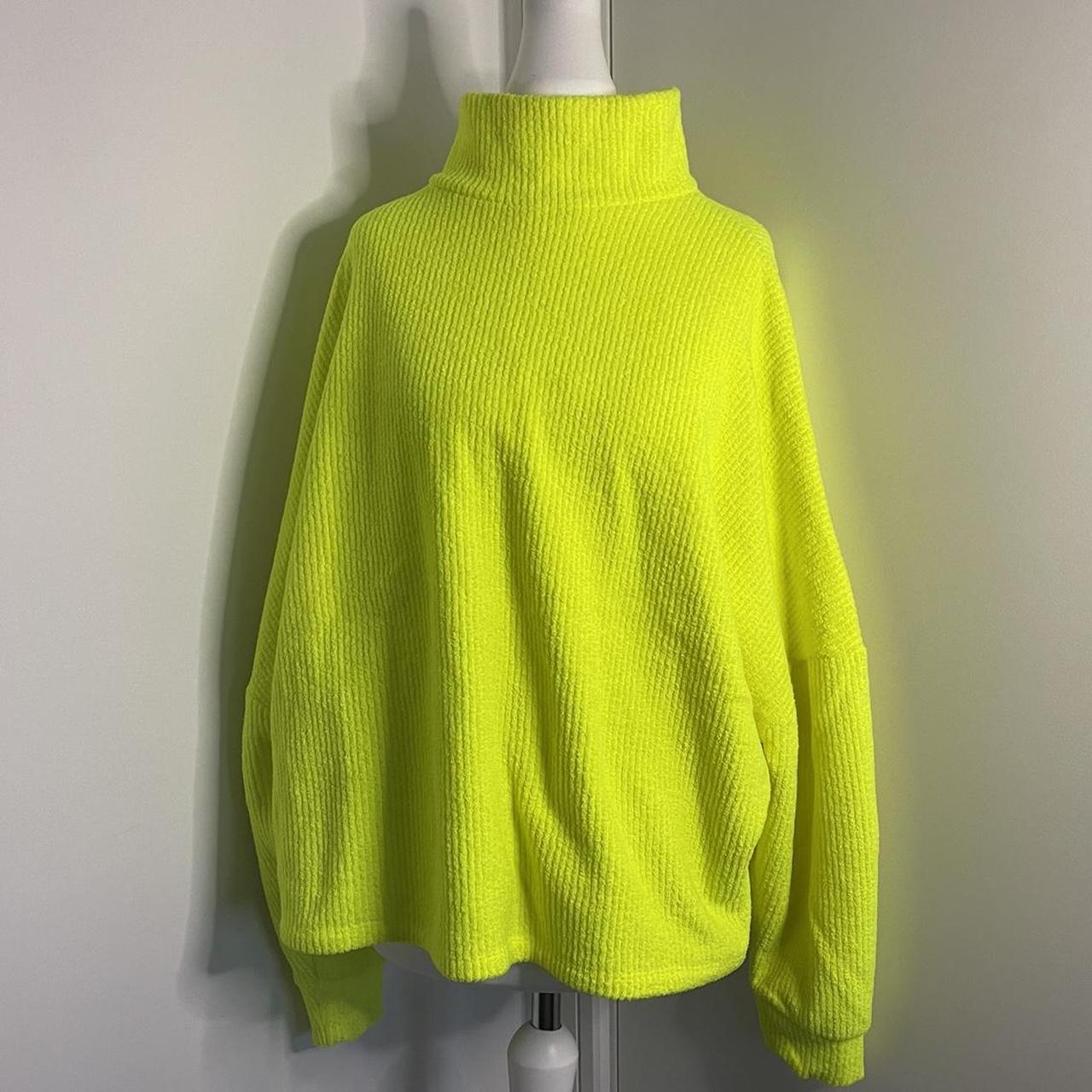 Neon Yellow knit Jumper River Island Size S Good. Depop