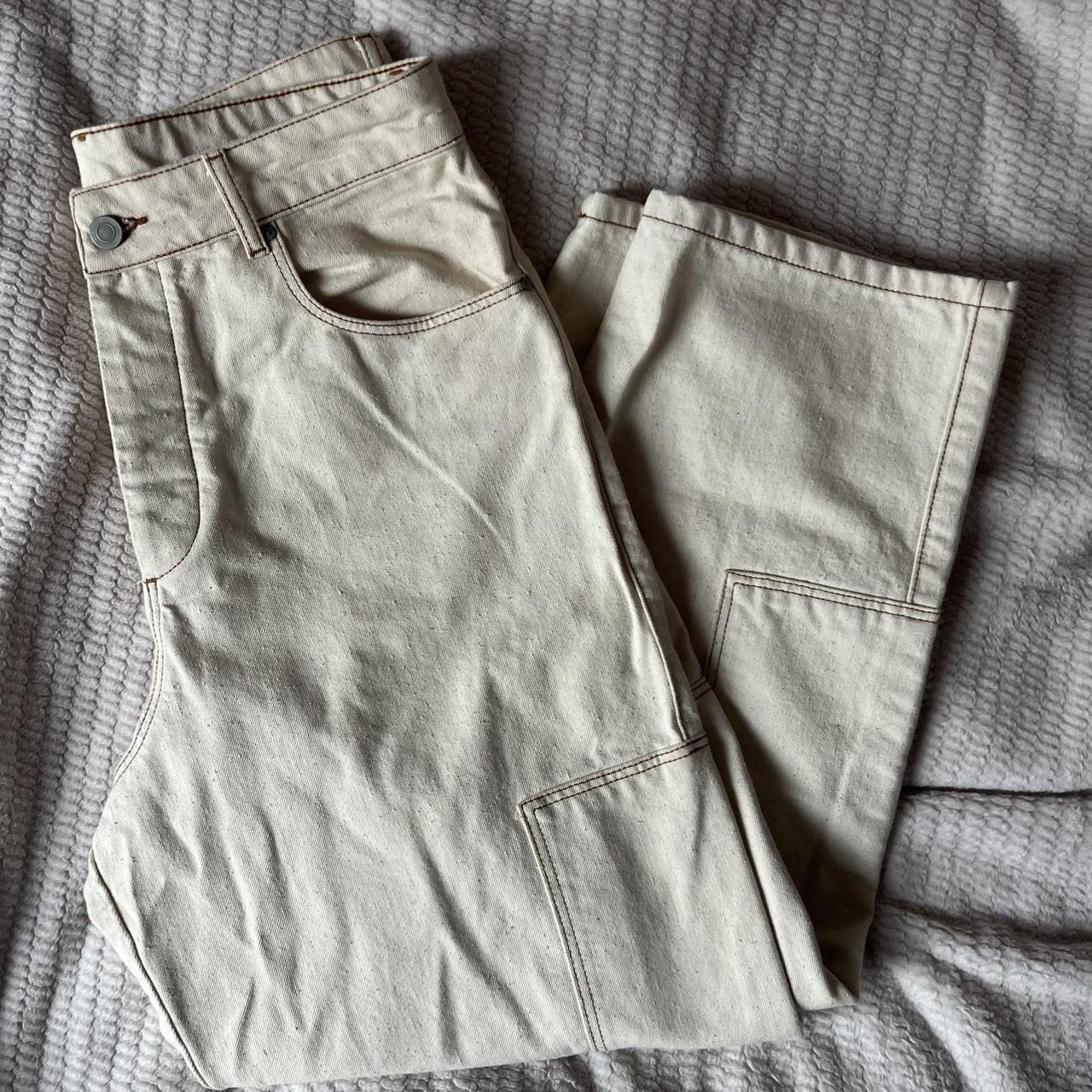 Men's Cream and White Jeans | Depop