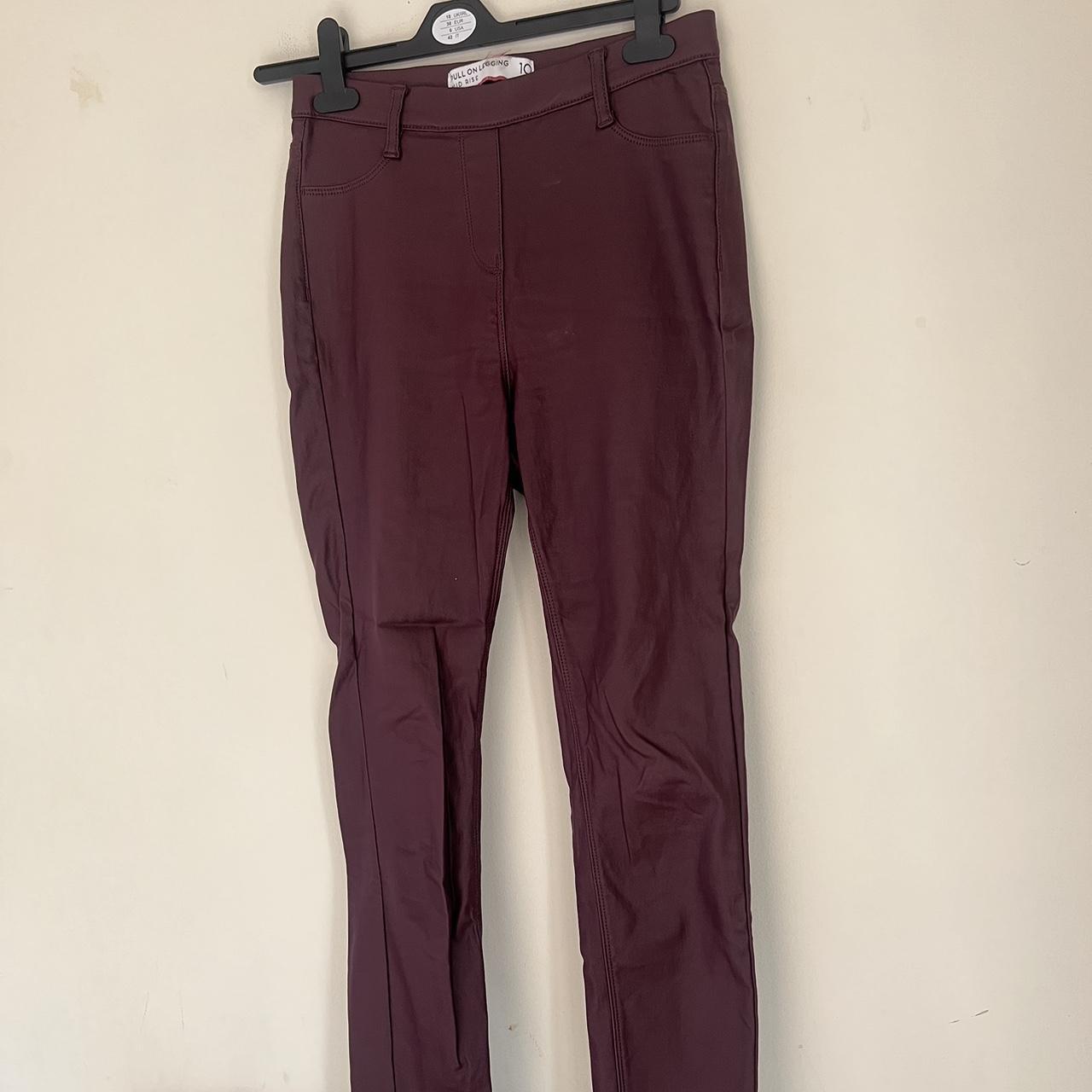 PLT burgundy faux leather leggings. Brand new, - Depop