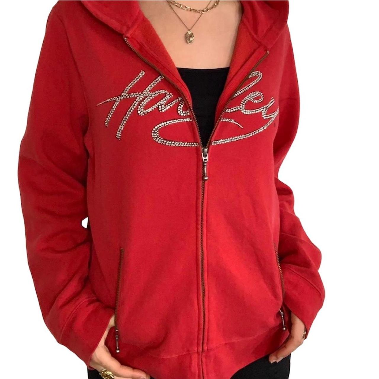Harley Davidson red rhinestone zip up hoodie ❤️‍🔥 Rare