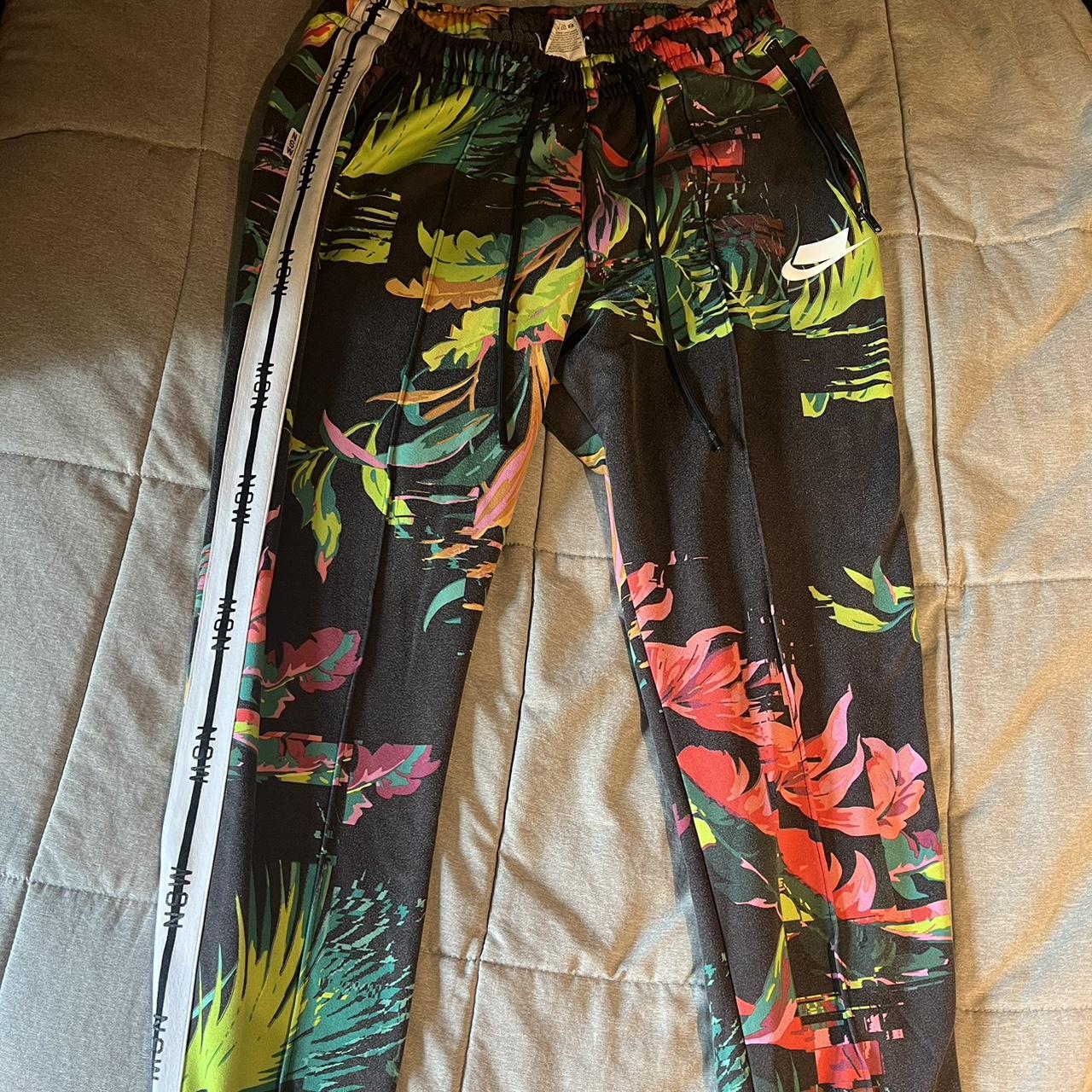 Nike Floral Print Sweatpants Medium Slight fading Depop