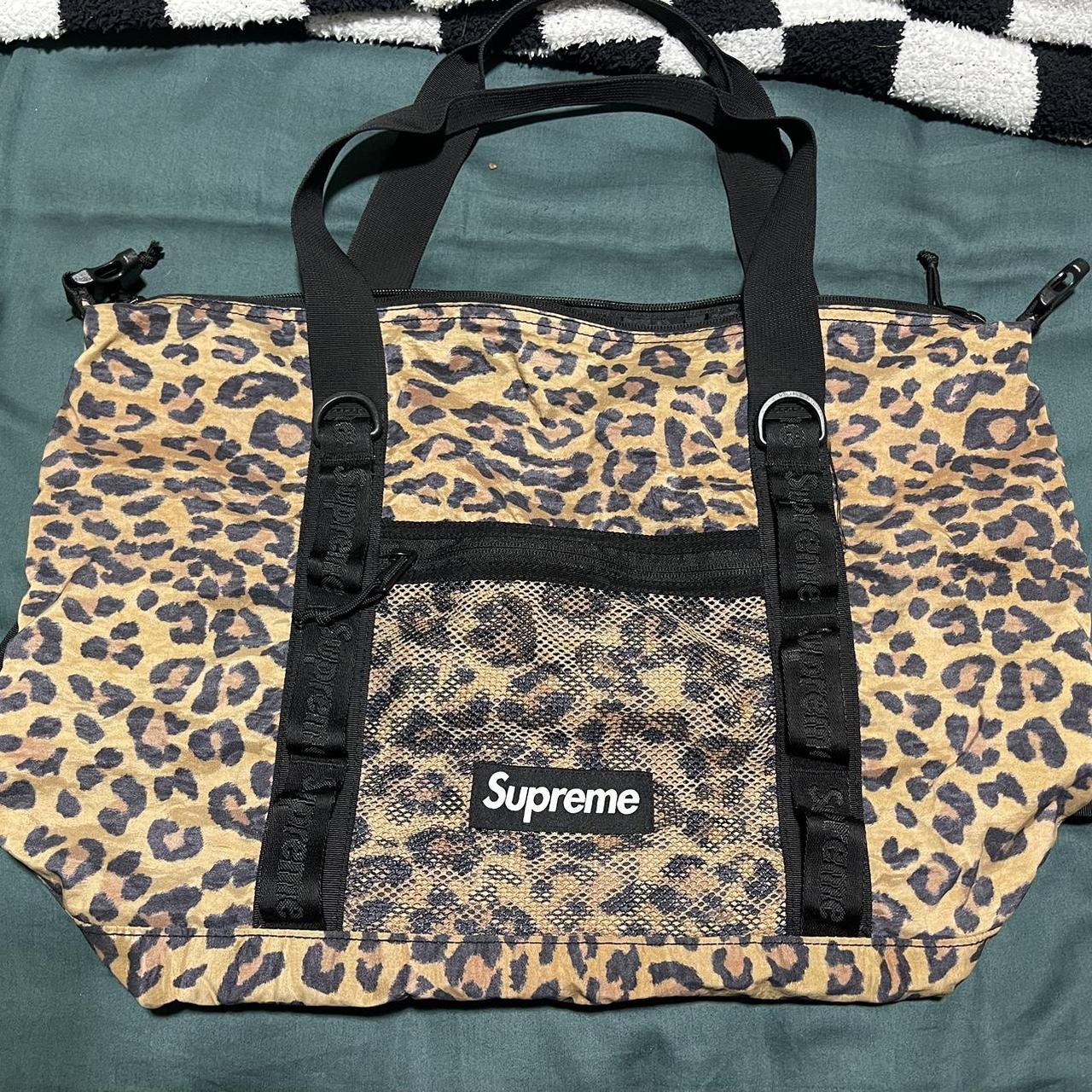 SUPREME Nylon leopard print zip tote. Used amazing Depop