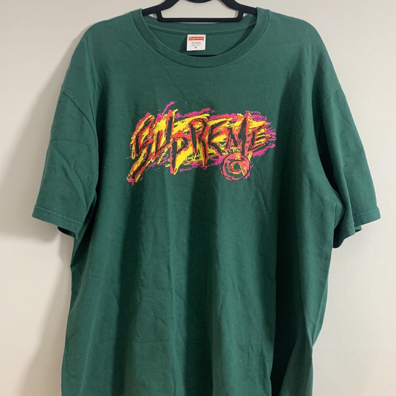 Supreme Men's Green and Khaki T-shirt | Depop