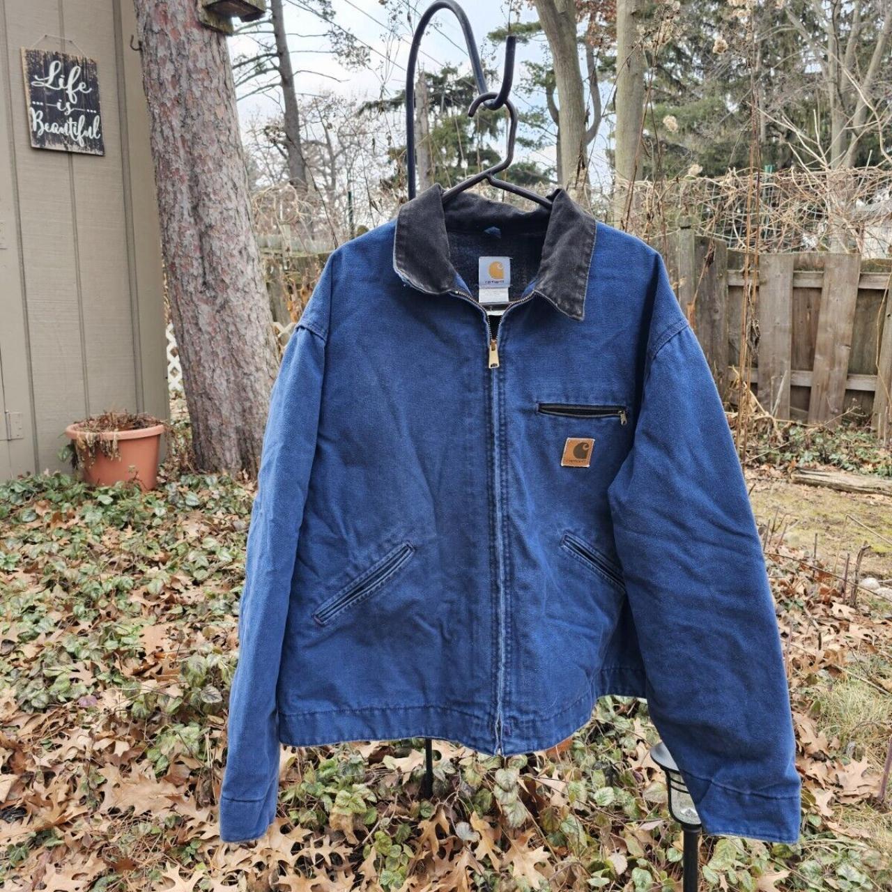 Vintage Rare Carhartt Detroit Jacket J65 Blu Blanket - Depop