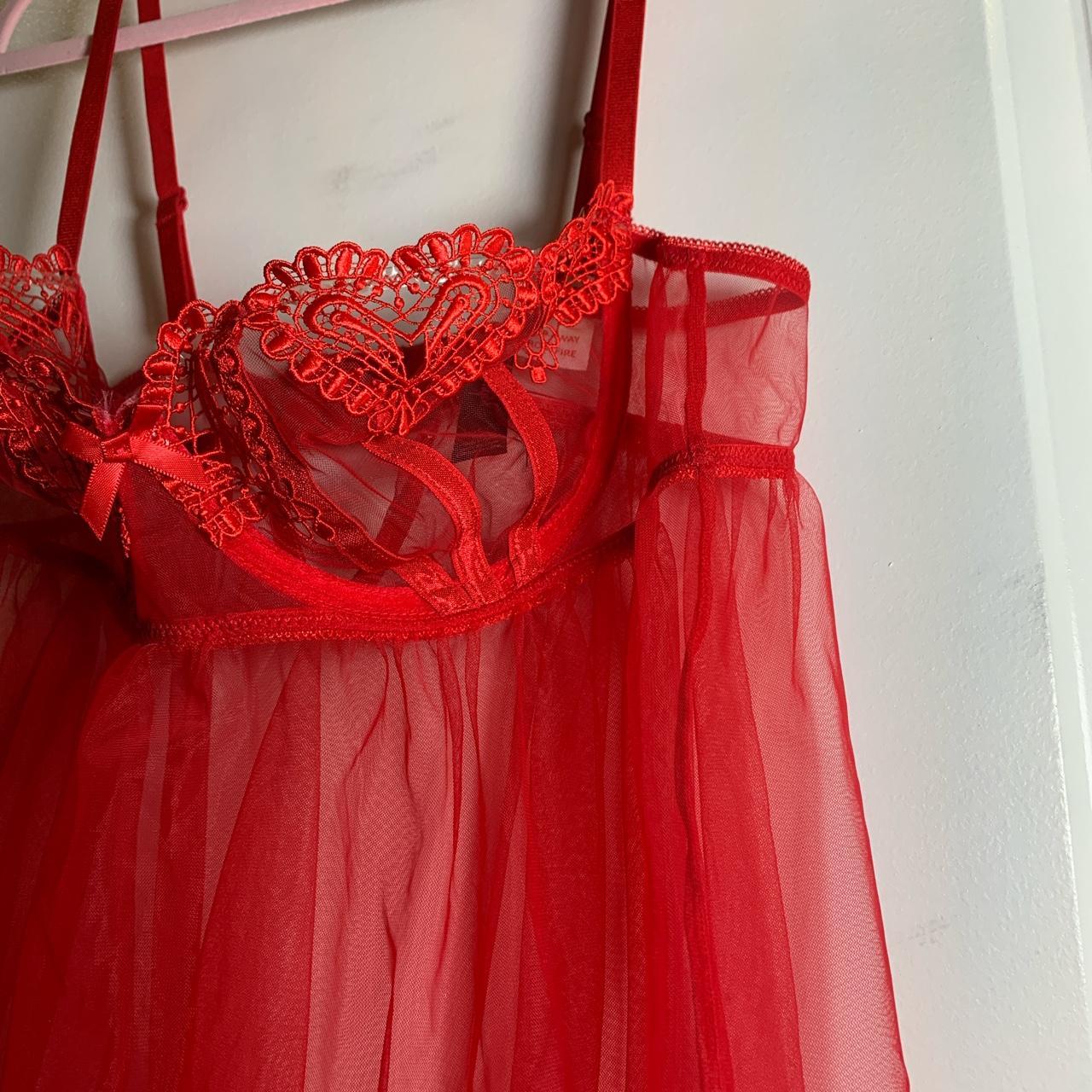 victoria secret lingerie red babydoll lace tulle