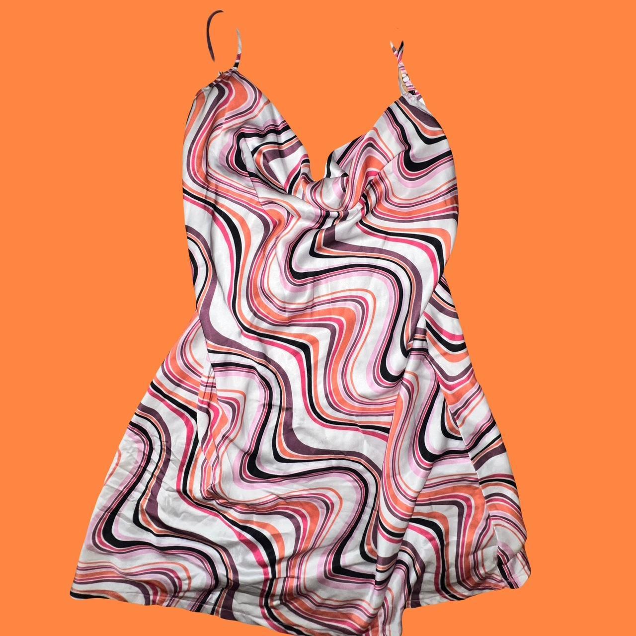 Women's Orange and Pink Dress Depop