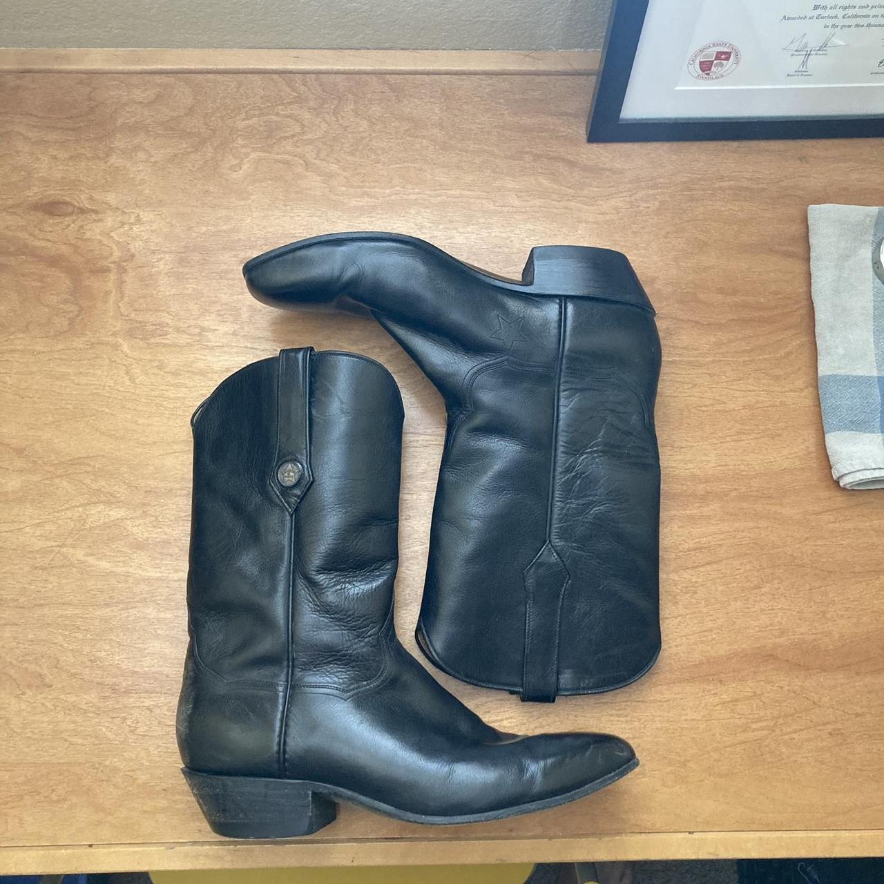 Black cowboy boots from J.B Hill. Deep black leather... - Depop