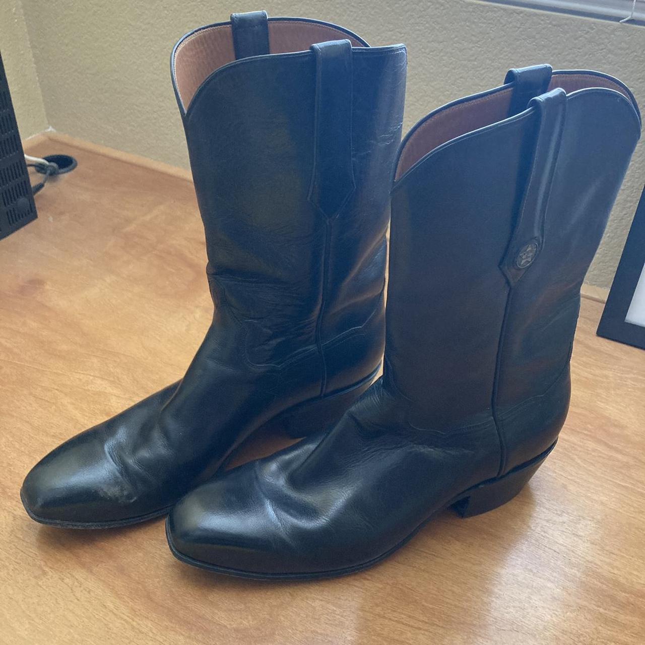 Black cowboy boots from J.B Hill. Deep black leather... - Depop