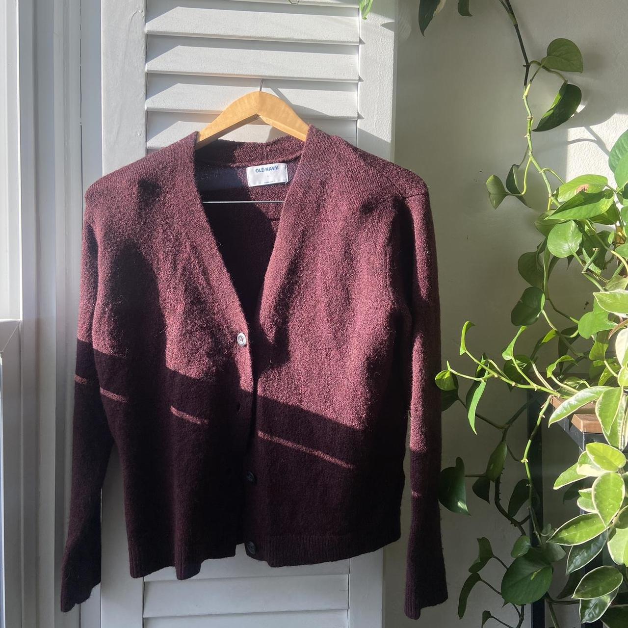 old navy burgundy cardigan