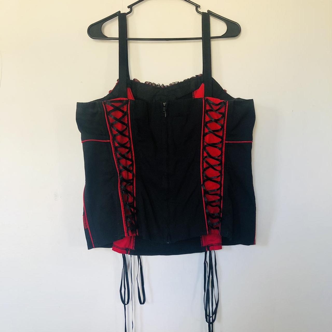 Selling Vintage Tripp NYC Ringmaster Red & Black Striped & Star Corset Top - L