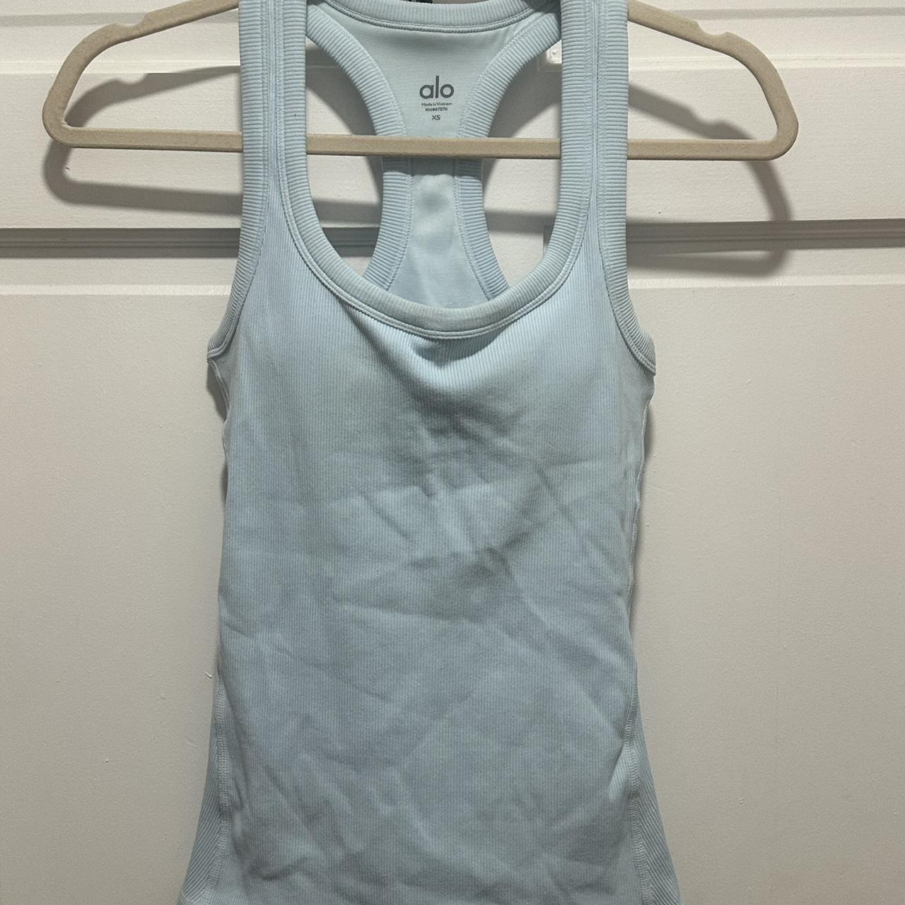 ALO YOGA baby blue racerback tank with built in bra