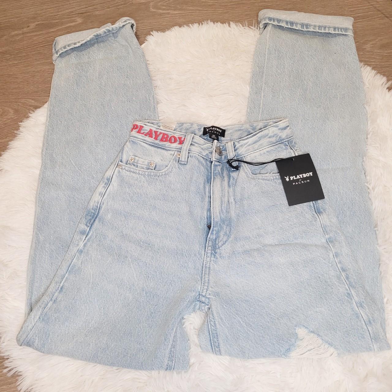 BRAND NEW W/TAGS PLAYBOY PINK BUNNY BUTT RIP JEANS | Depop