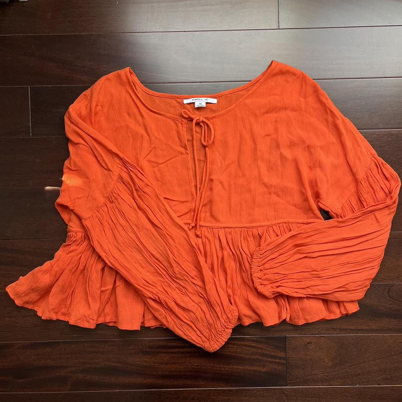 orange peasant top