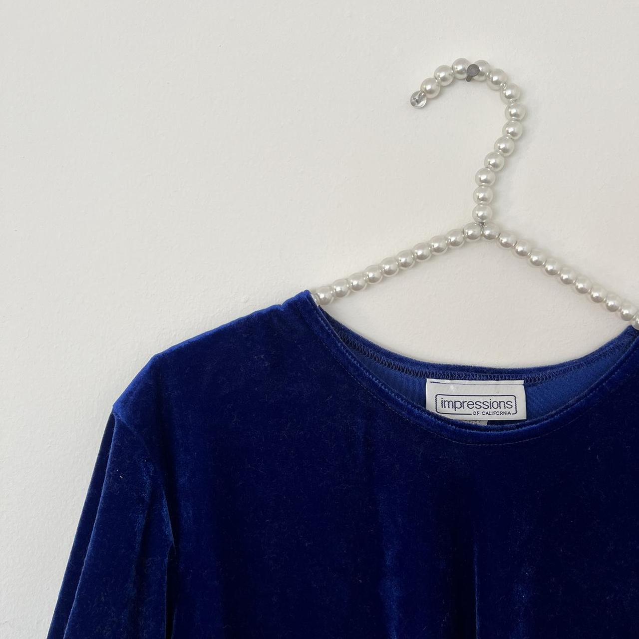 Vintage 1990s velvet cobalt blue blouse by...