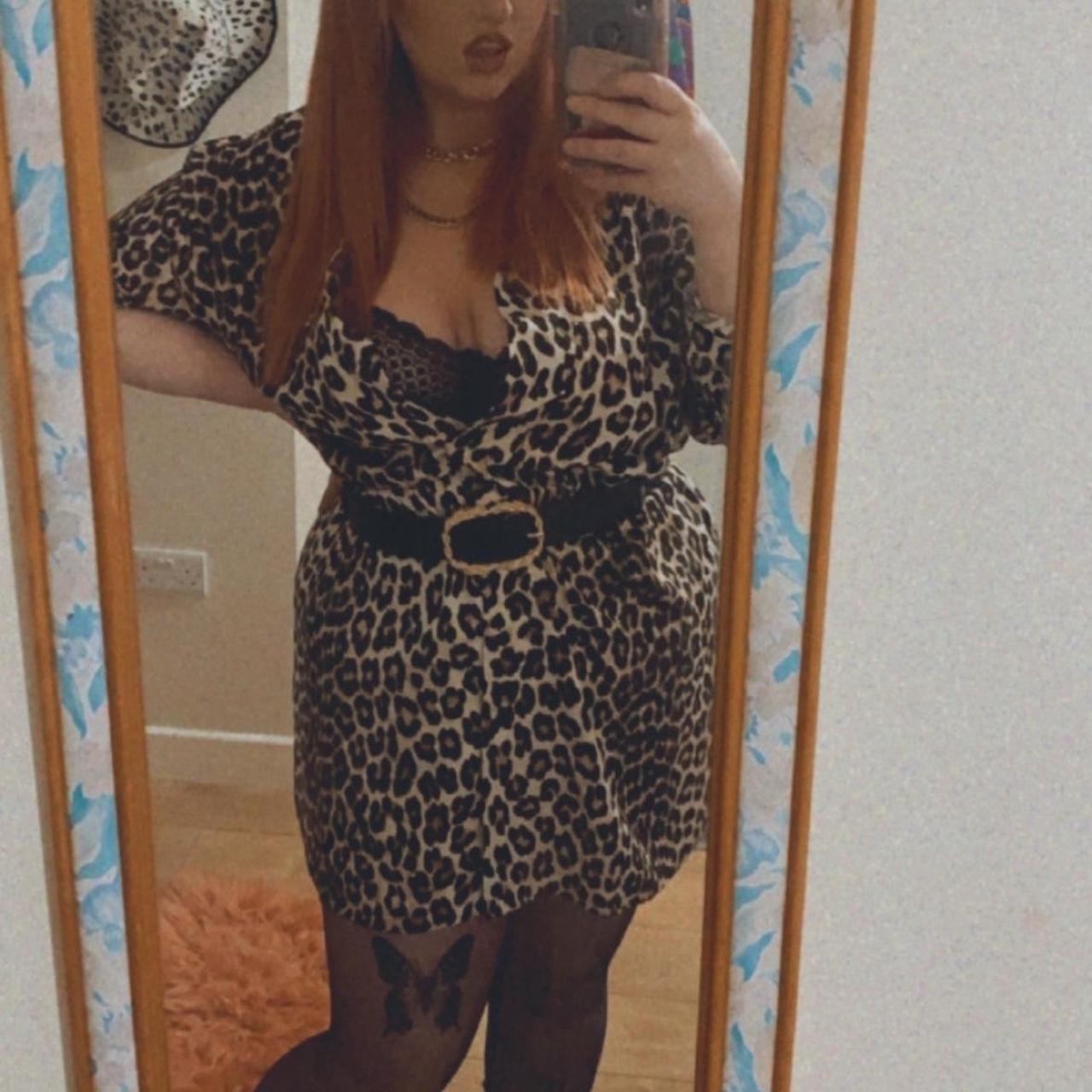 Leopard Print Long Sleeve Shirt Dress Size XL