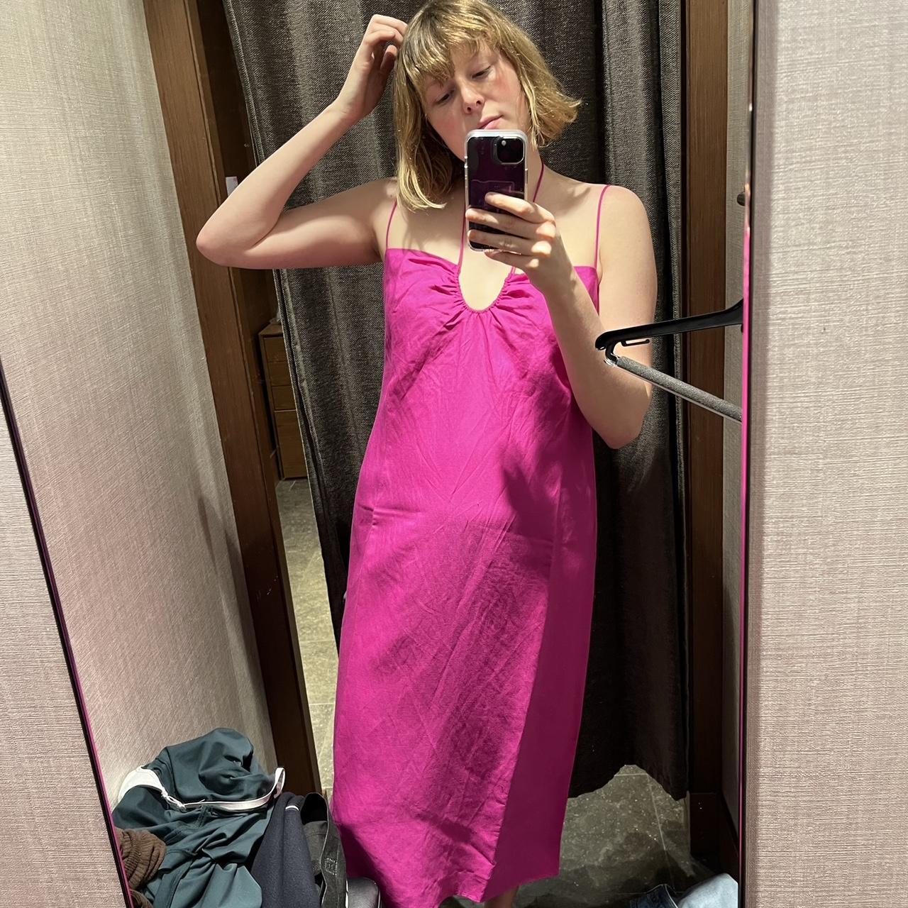 Bright pink Massimo Dutti linen strappy