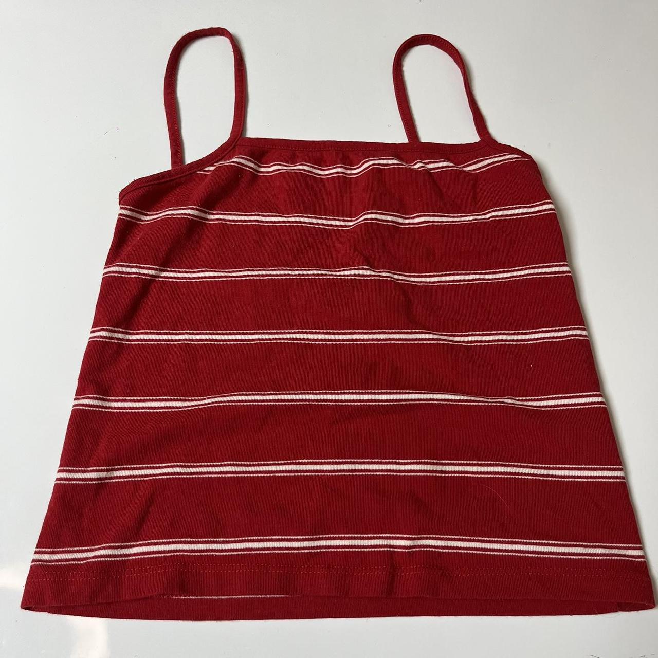 Brandy Melville red white stripe tank top crop top... - Depop