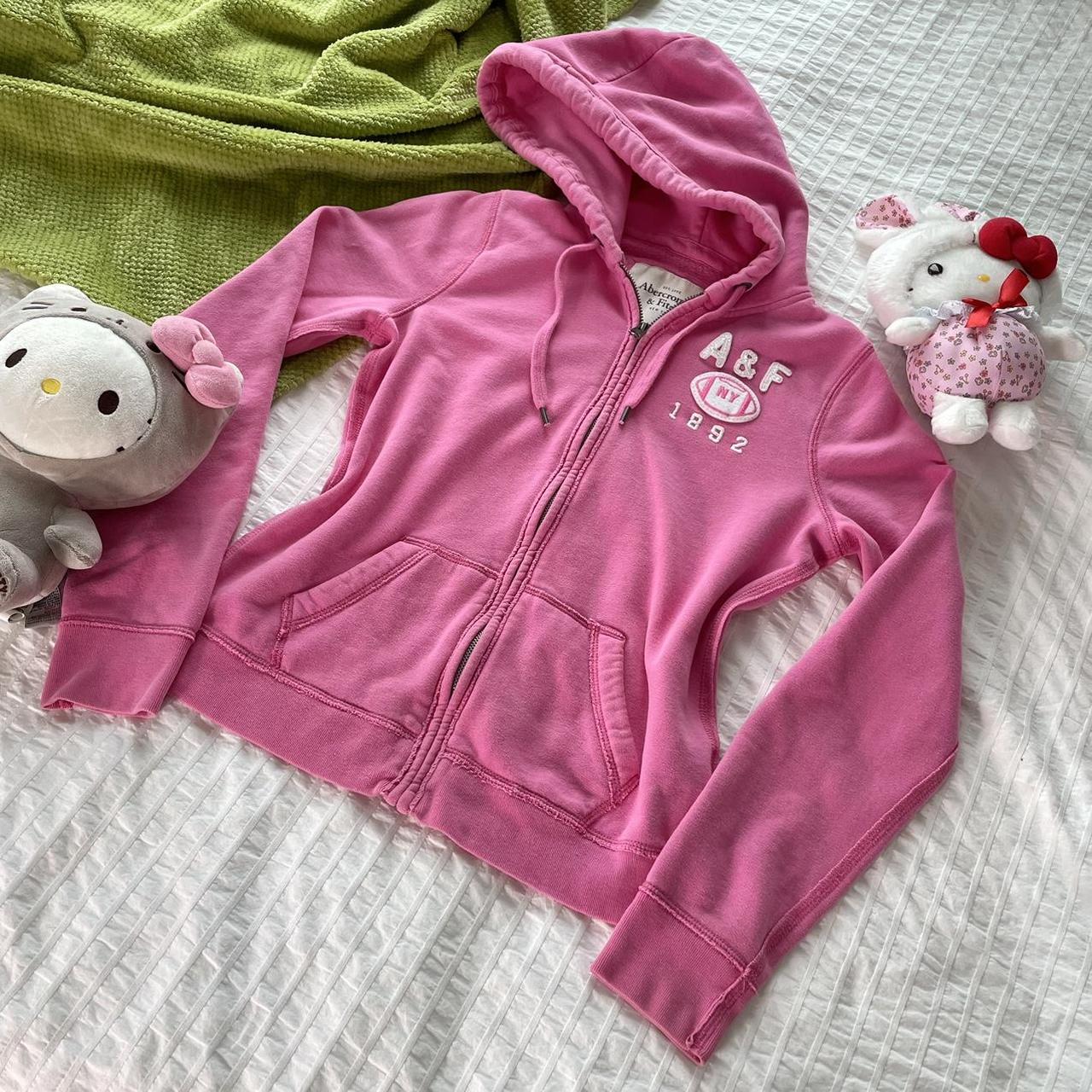y2k pink abercrombie hoodie THE bubblegum pink no... Depop