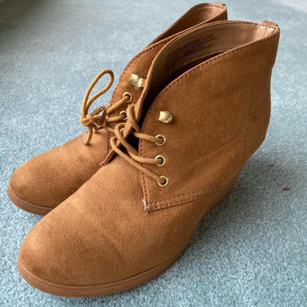 Faux Suede Brown Lace Up Wedge Boots ✨, Brand