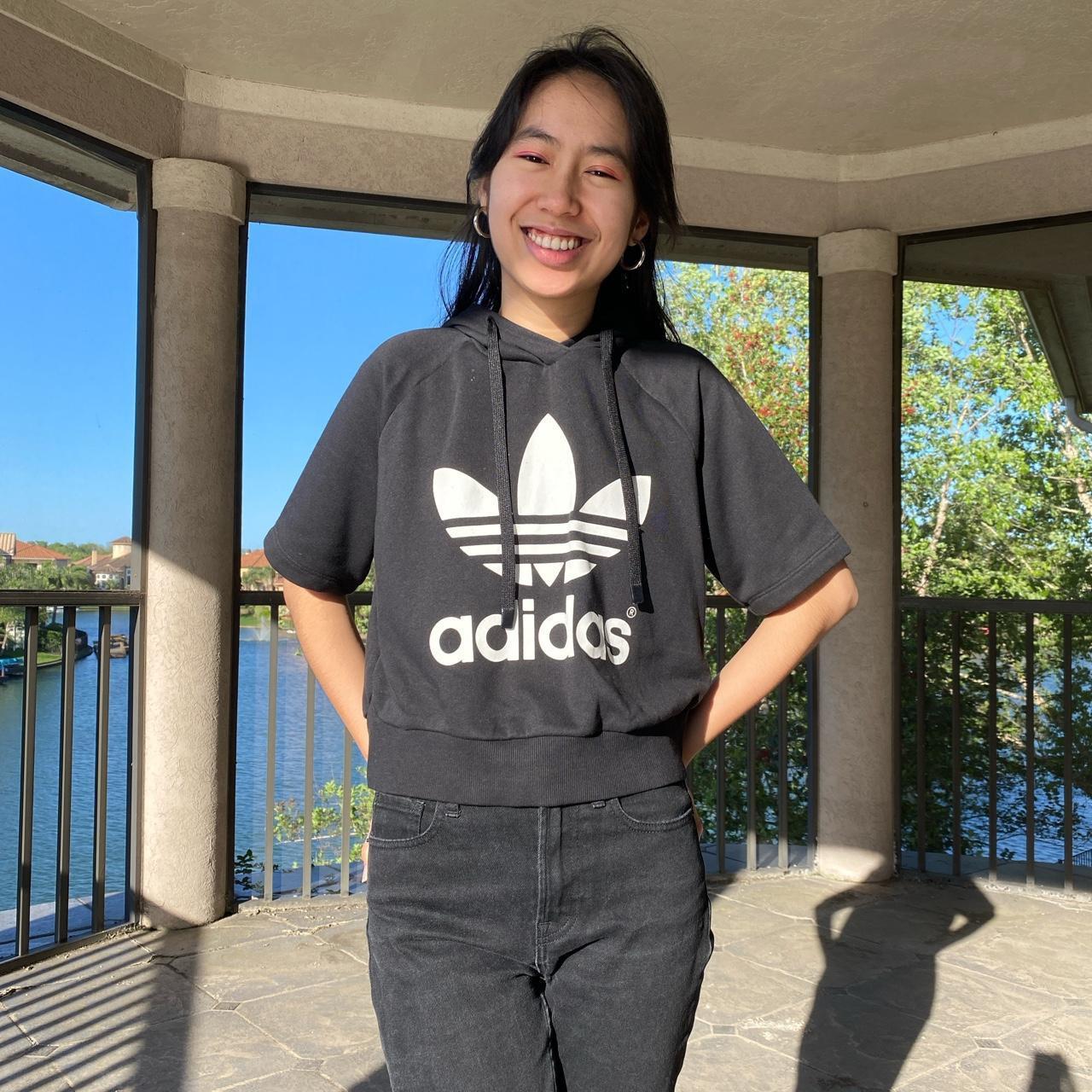 Adidas short sleeve hoodie best sale