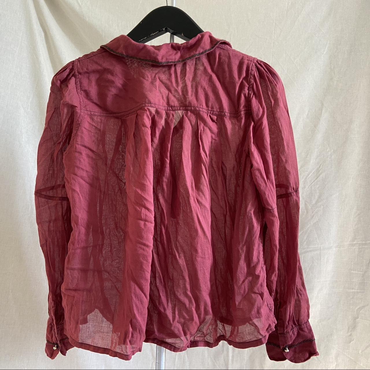 Laurence Bras maroon blouse. No size listed, fits xs - Depop