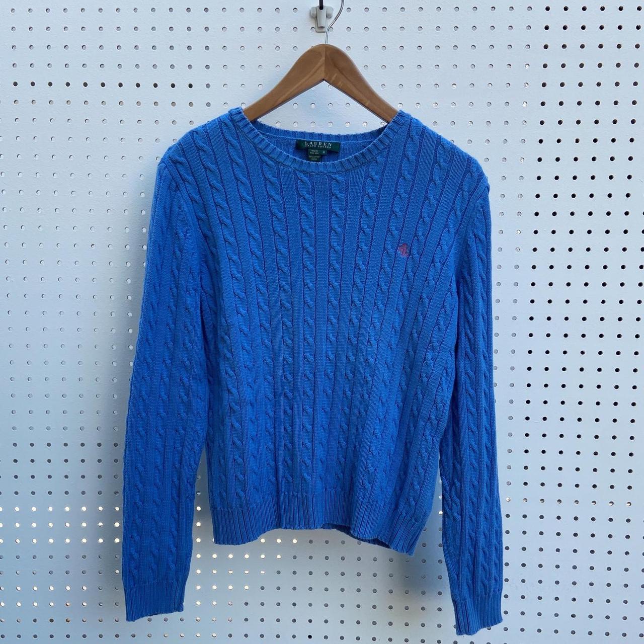 Vintage Ralph by Ralph Lauren blue cable-knit... - Depop