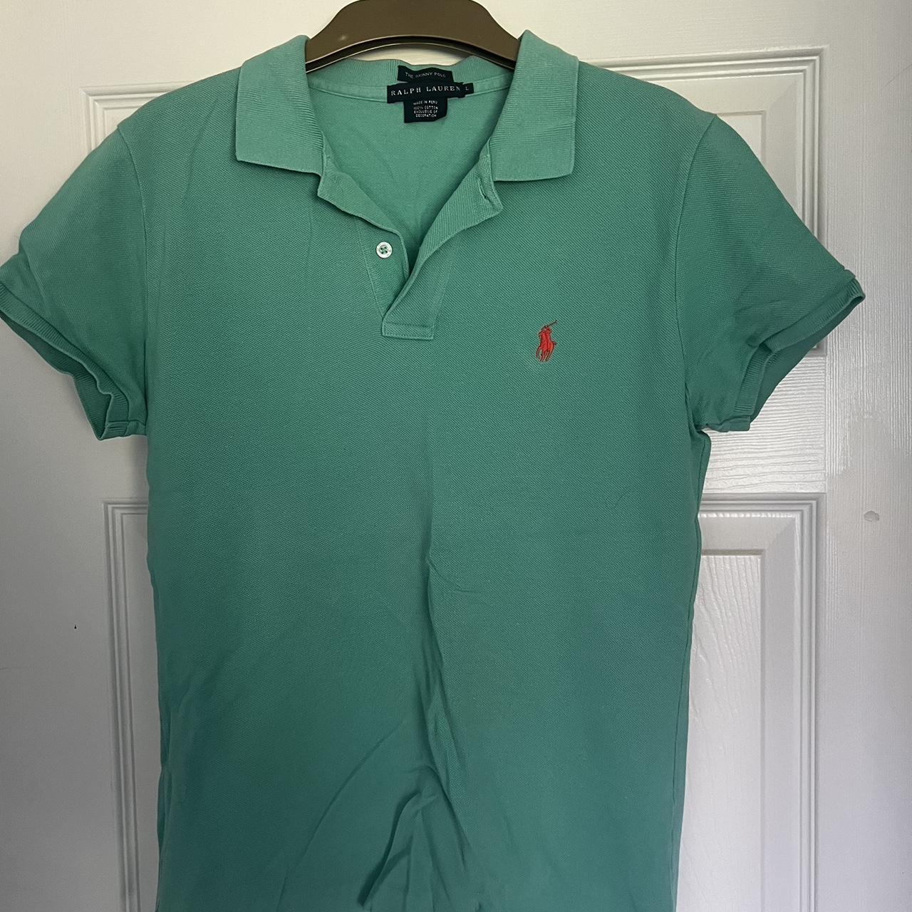 Ralph Lauren Skinny Polo Shirt Turquoise l Size:... - Depop